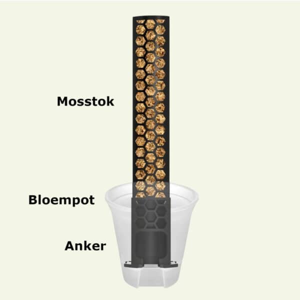 Zelf water gevende verankeringsset / anker, bloempot en mosstok